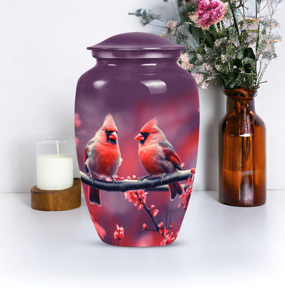 Classic 10-inch Cardinal Bird Urn, a large funeral burial urn