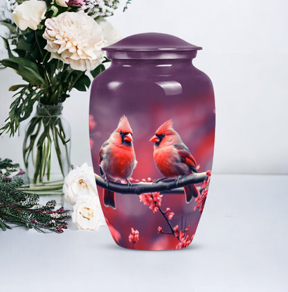 Classic 10-inch Cardinal Bird Urn, a large funeral burial urn