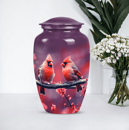 Classic 10-inch Cardinal Bird Urn, a large funeral burial urn