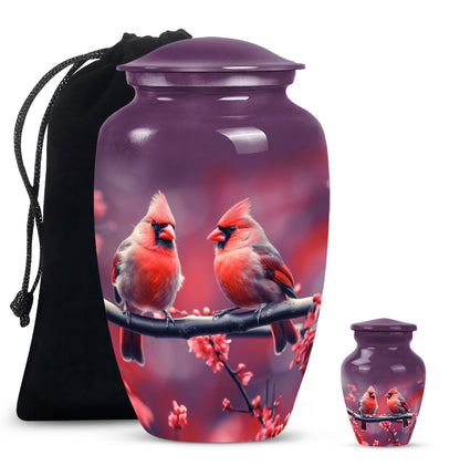 Classic 10-inch Cardinal Bird Urn, a large funeral burial urn