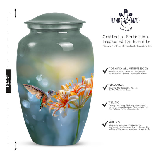 Classic 10-inch humming bird urn for burial 