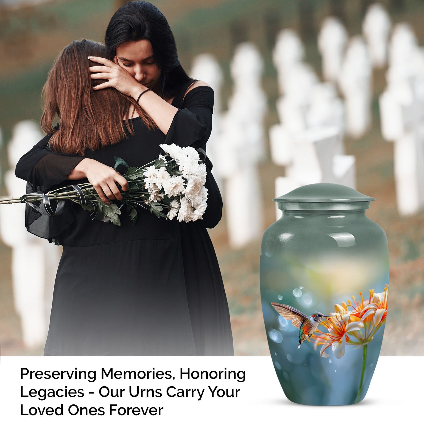 Classic 10-inch humming bird urn for burial 