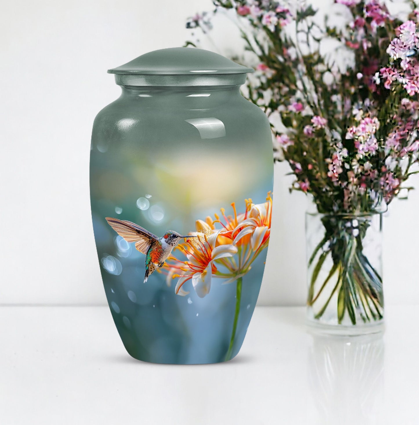 Classic 10-inch humming bird urn for burial 