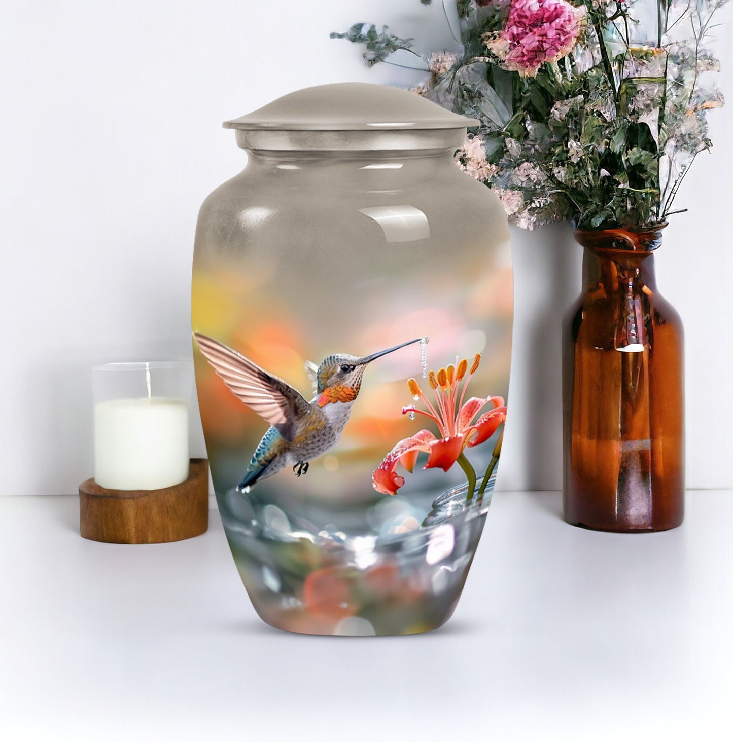 humming bird urn for adult female cremation ashes