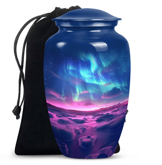 AURORA 10-inch classic urn in aluminium for human ashes.