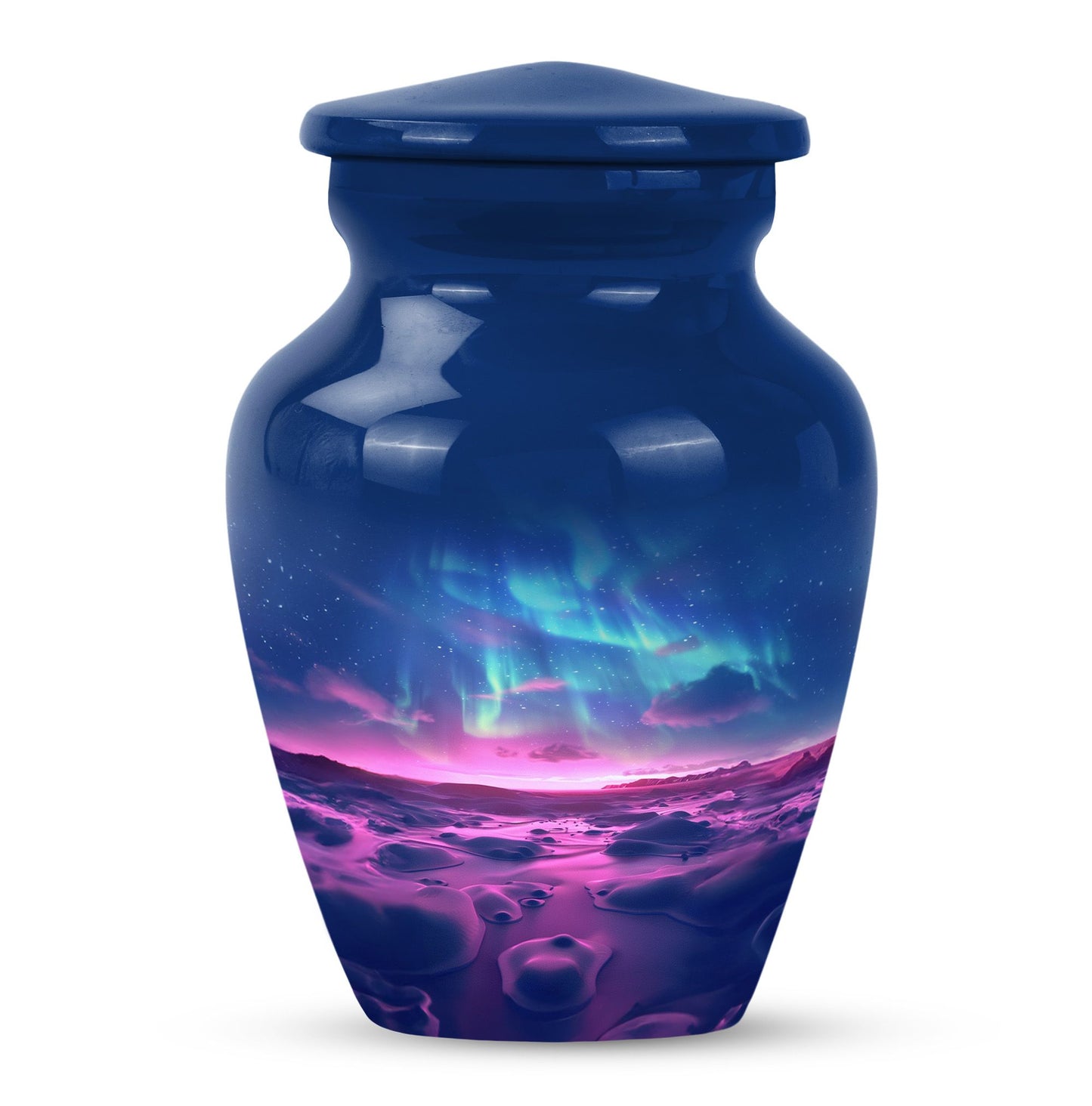 AURORA 10-inch classic urn in aluminium for human ashes.