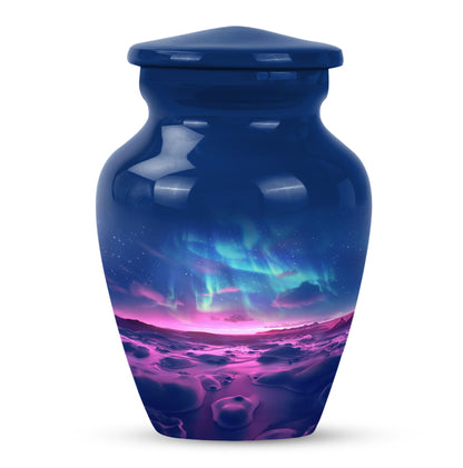 AURORA 10-inch classic urn in aluminium for human ashes.