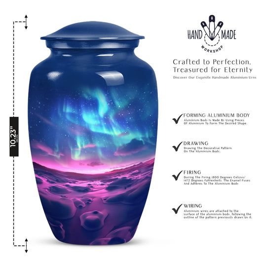 AURORA 10-inch classic urn in aluminium for human ashes.