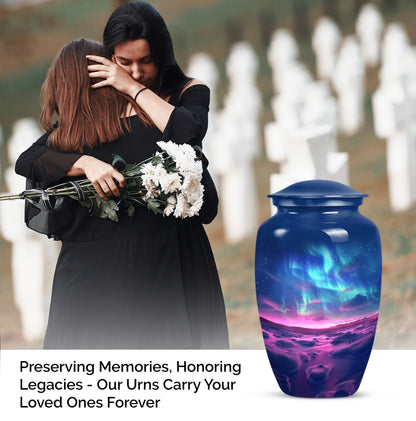AURORA 10-inch classic urn in aluminium for human ashes.