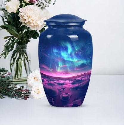AURORA 10-inch classic urn in aluminium for human ashes.