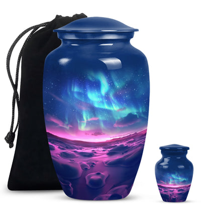 AURORA 10-inch classic urn in aluminium for human ashes.