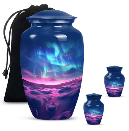 AURORA 10-inch classic urn in aluminium for human ashes.