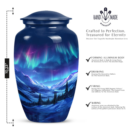 AURORA Urn 10-inch classic aluminium urn for human ashes