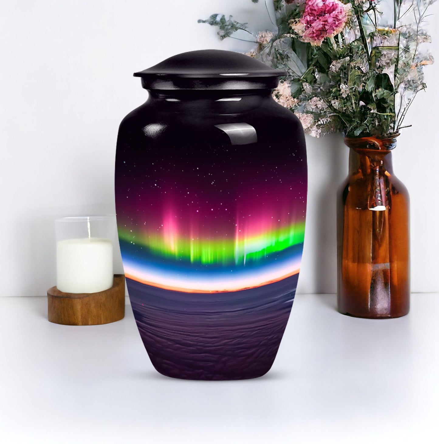 Abstract AURORA Urn, 10-inch classic large urn for adults