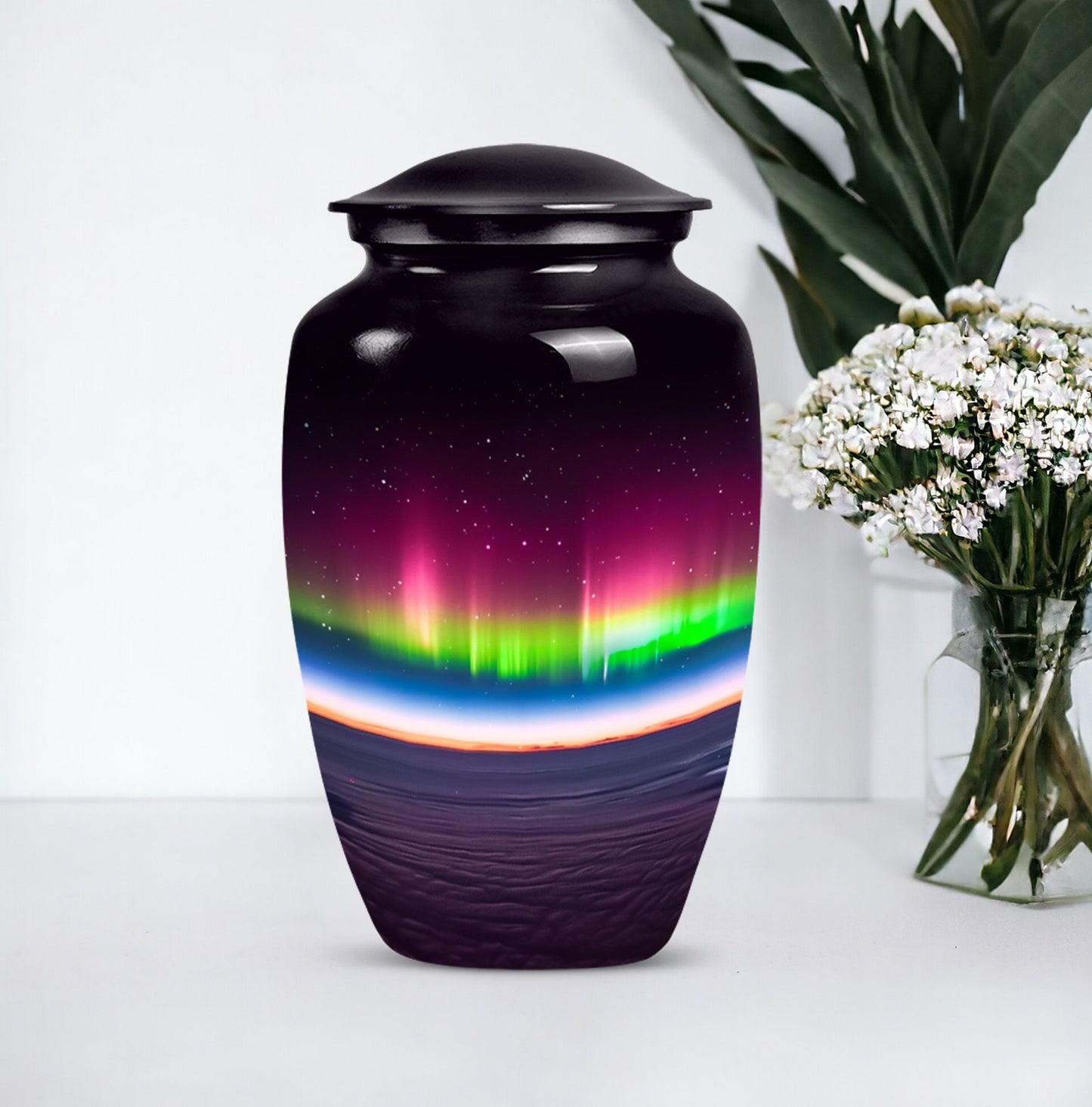 Abstract AURORA Urn, 10-inch classic large urn for adults