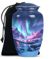 Aurora Borealis Urn, classic aluminium design.