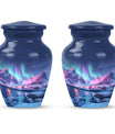 Aurora Borealis Urn, classic aluminium design.
