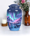 Aurora Borealis Urn, classic aluminium design.