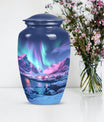 Aurora Borealis Urn, classic aluminium design.