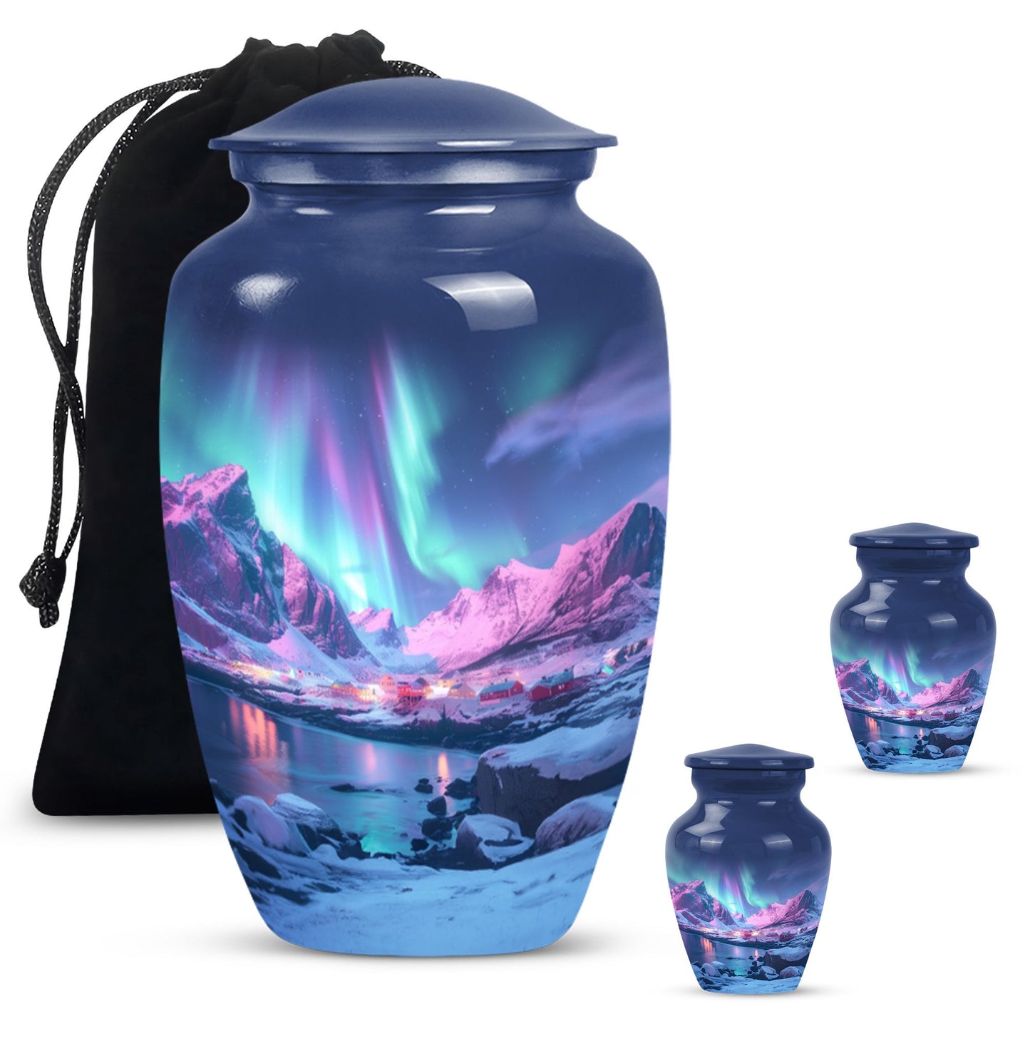 Aurora Borealis Urn, classic aluminium design.