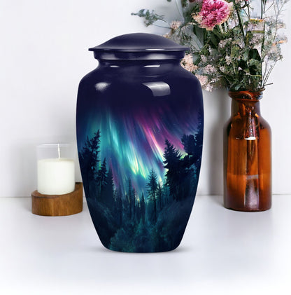 AURORA Urn, classic aluminium burial urn for human ashes.