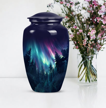 AURORA Urn, classic aluminium burial urn for human ashes.