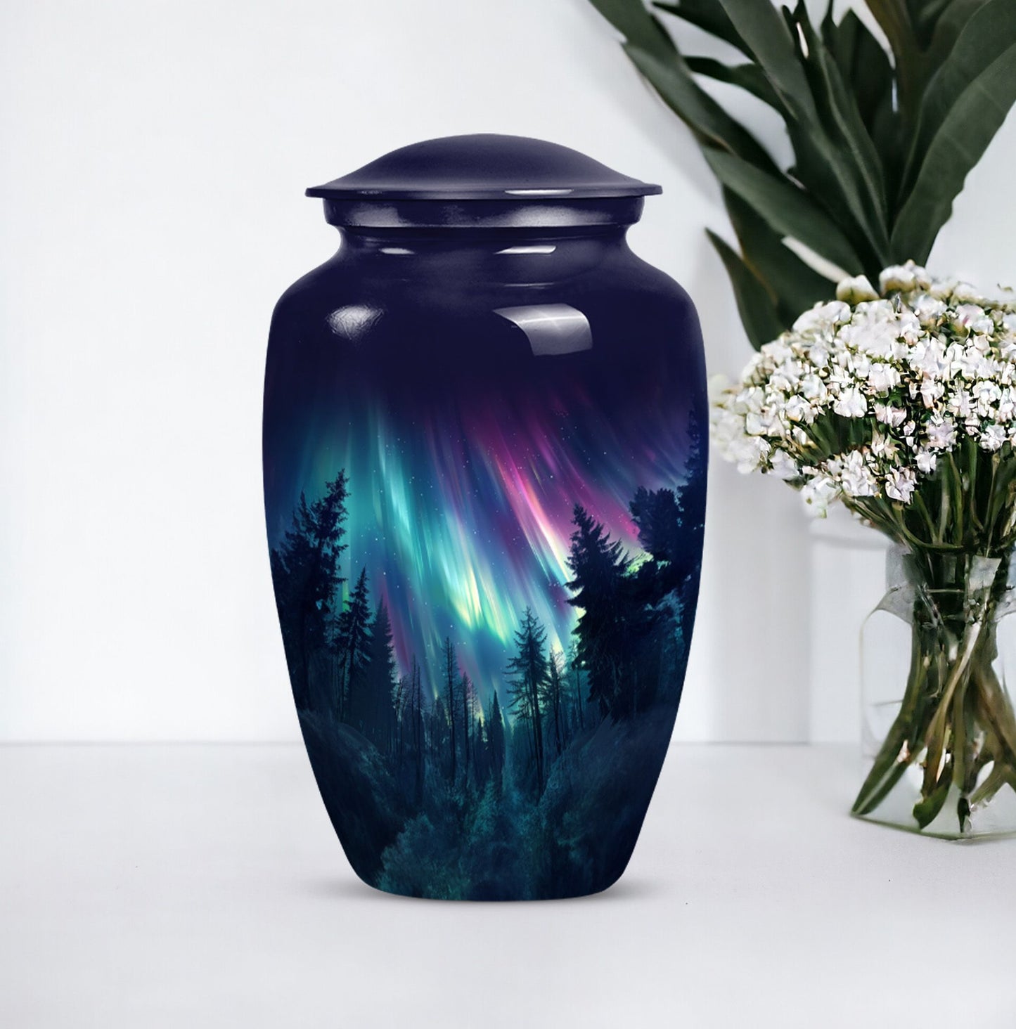 AURORA Urn, classic aluminium burial urn for human ashes.