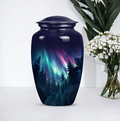 AURORA Urn, classic aluminium burial urn for human ashes.