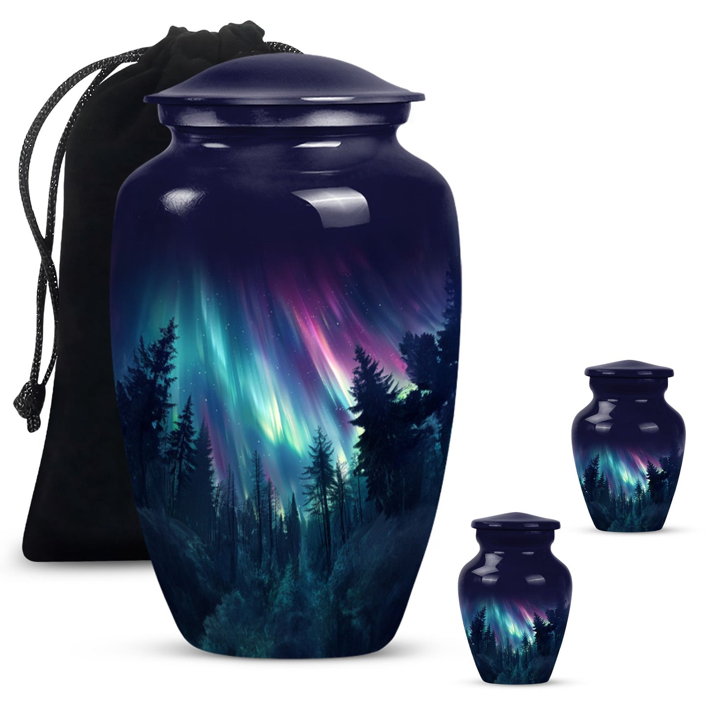 AURORA Urn, classic aluminium burial urn for human ashes.