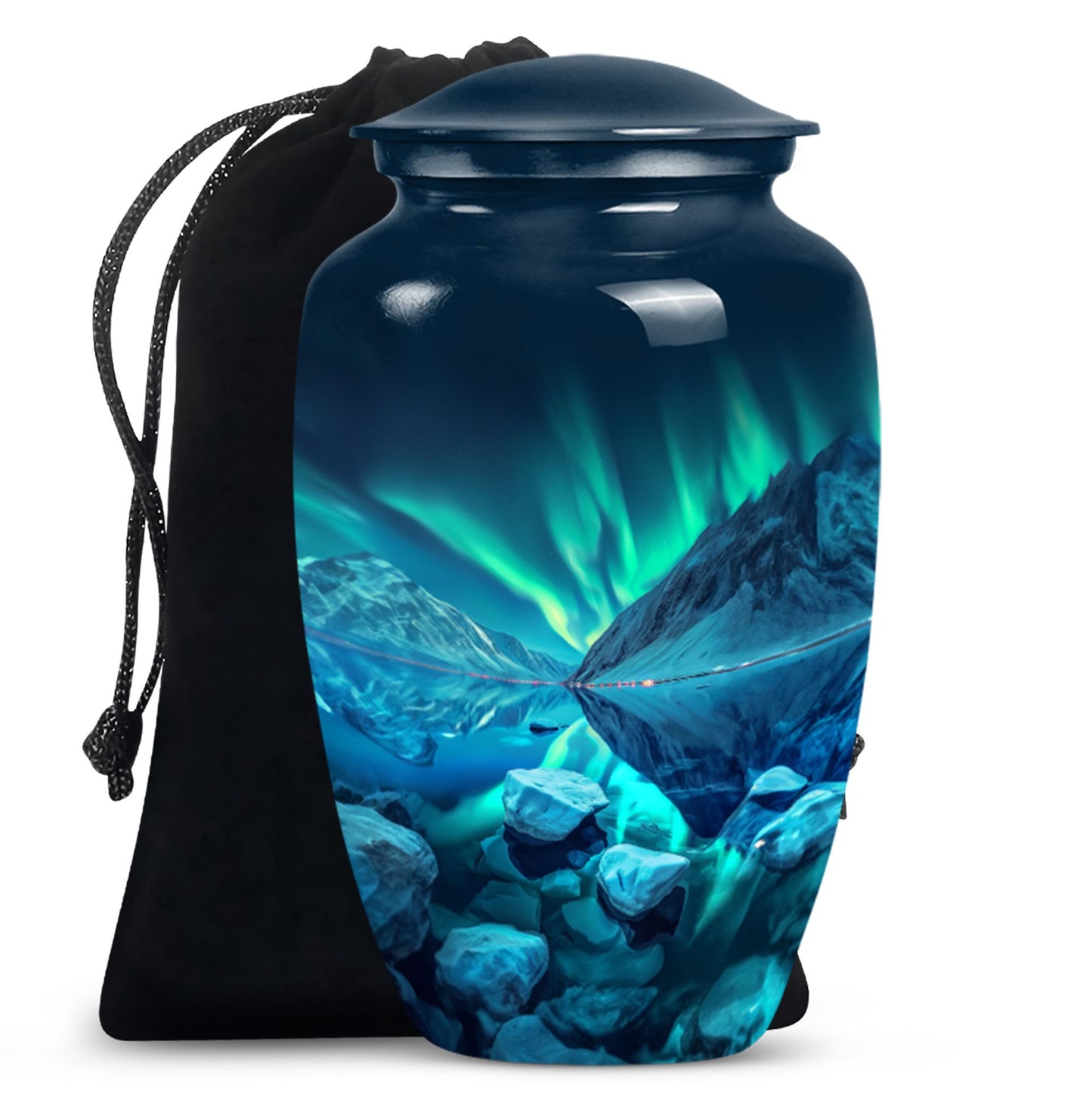 urn for ashes with velvet pouch
