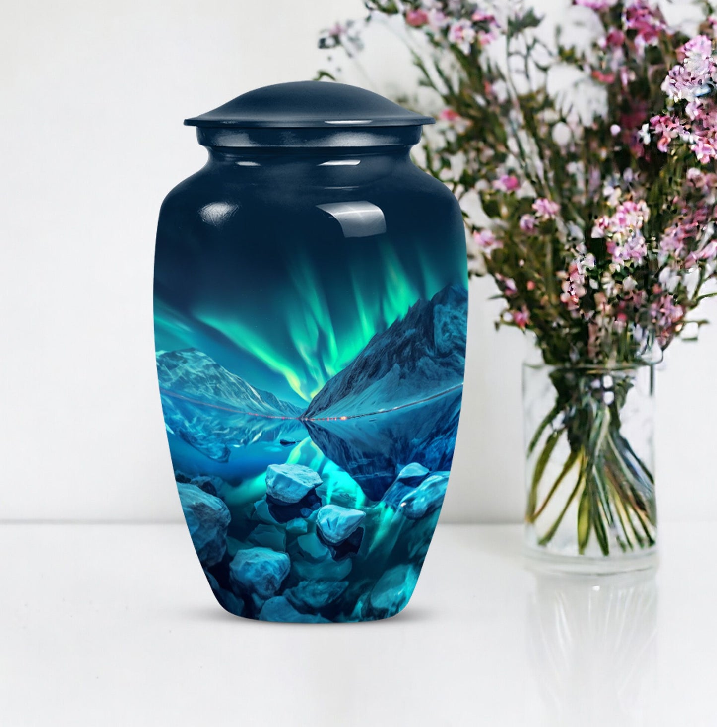 urn for ashes with velvet pouch