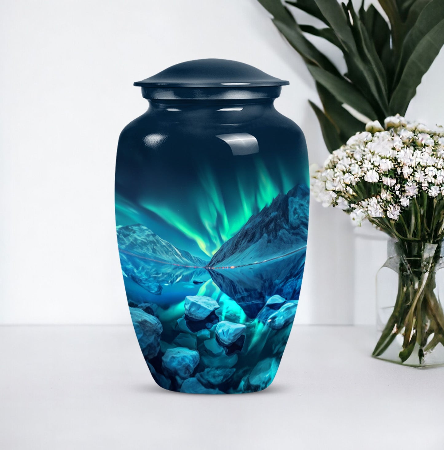 urn for ashes with velvet pouch