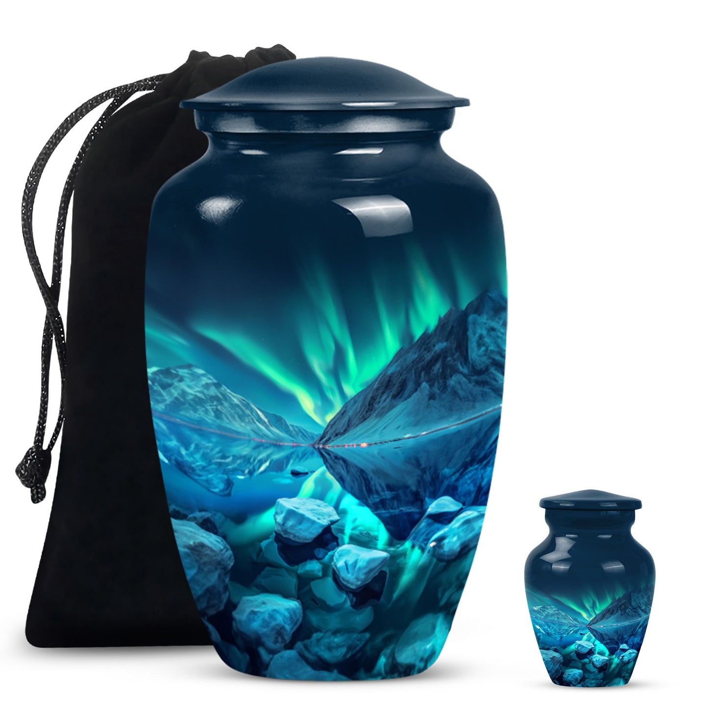 urn for ashes with velvet pouch