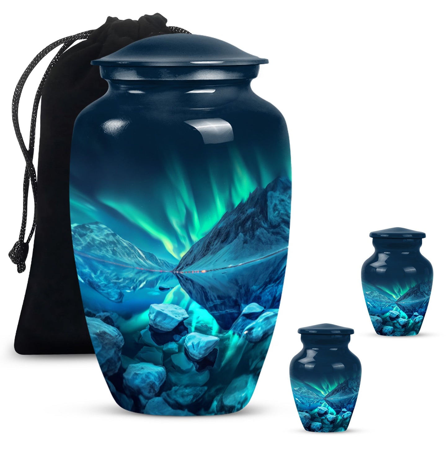 urn for ashes with velvet pouch