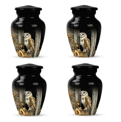 classic barn owl urn for adult human ashes.