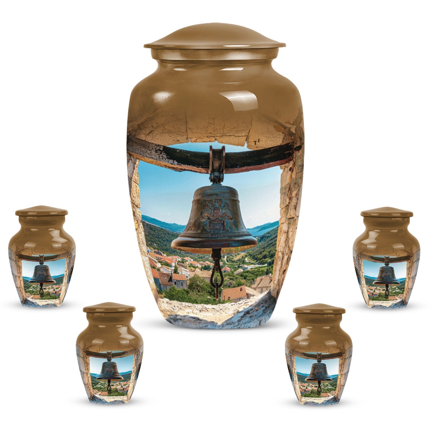 Classic Bell Urn made of Aluminium, large capacity for ashes