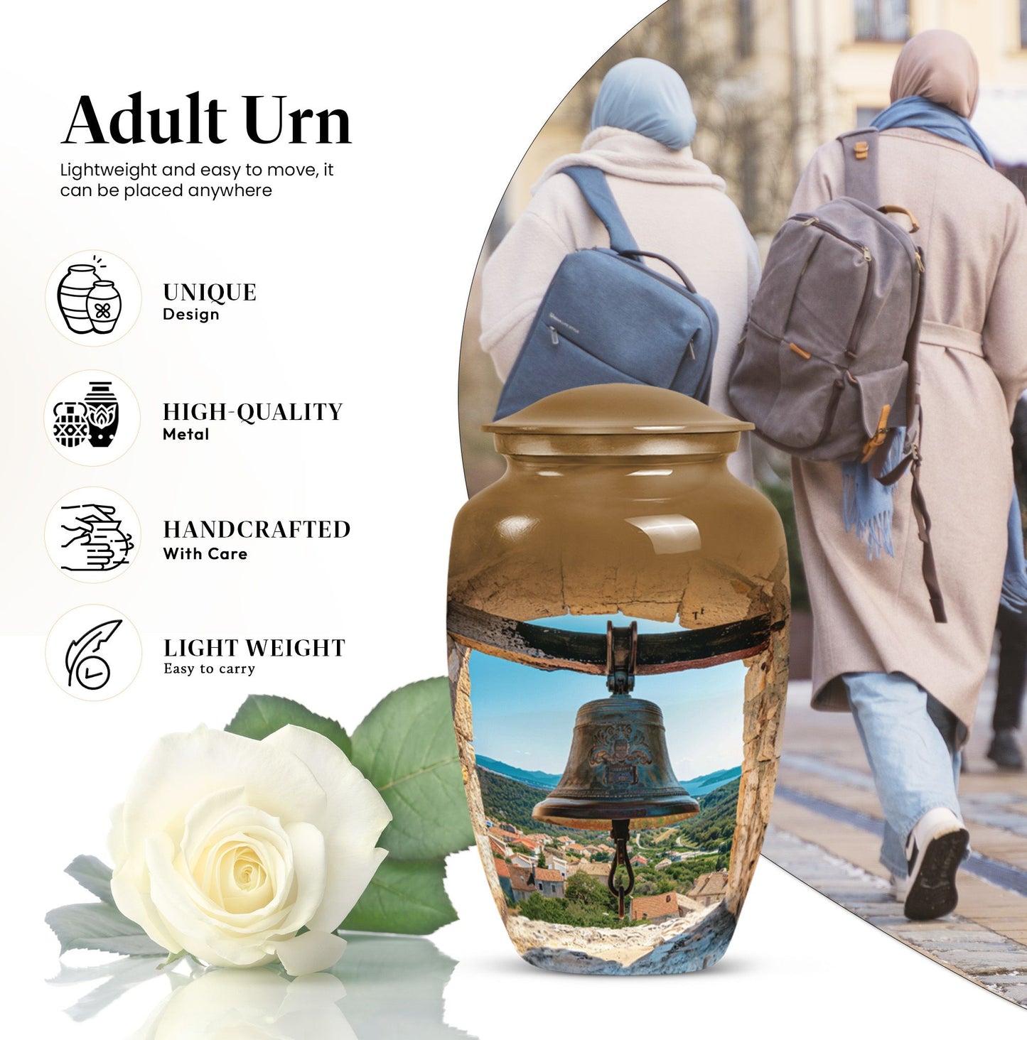 Classic Bell Urn made of Aluminium, large capacity for ashes