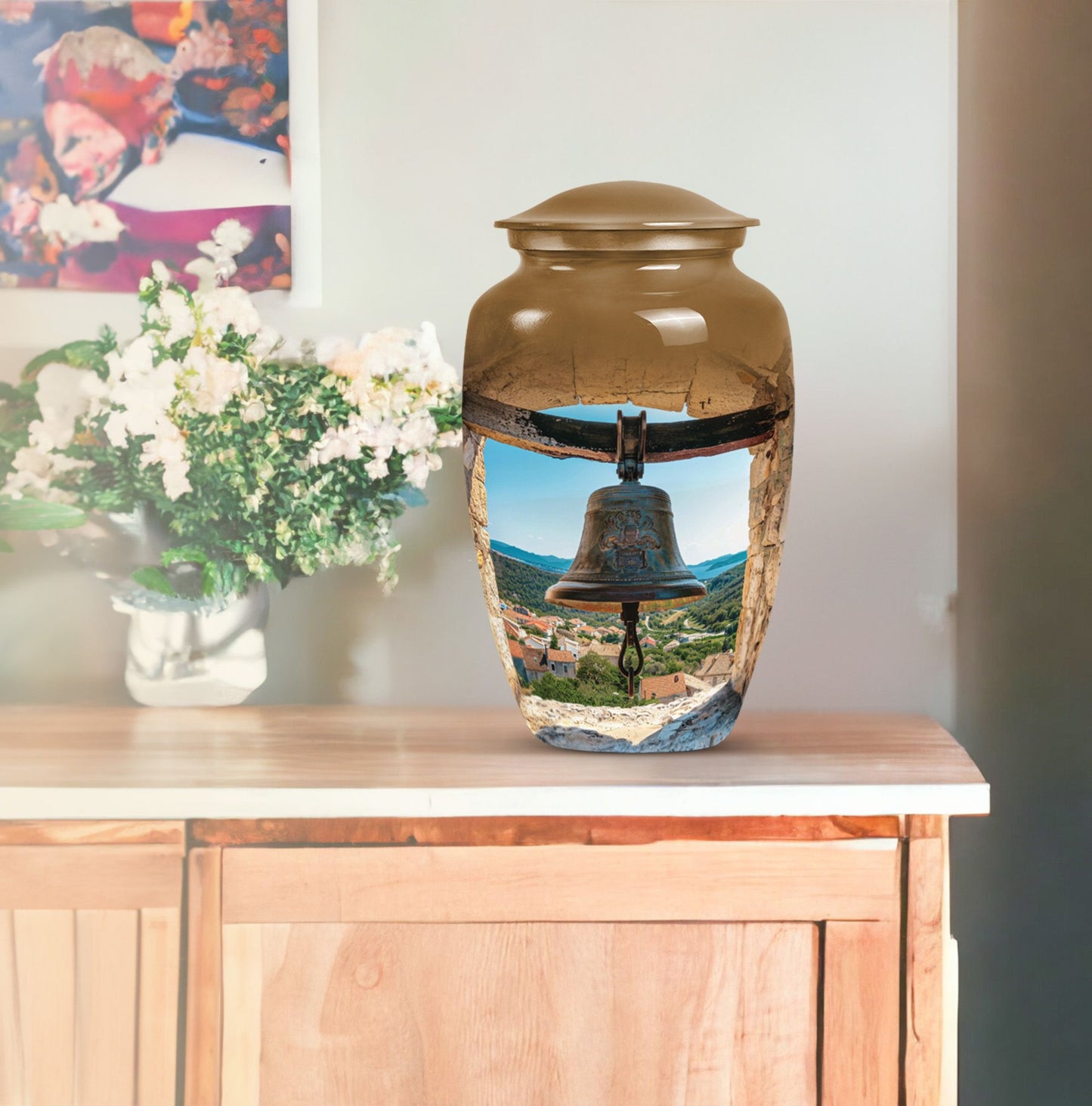 Classic Bell Urn made of Aluminium, large capacity for ashes