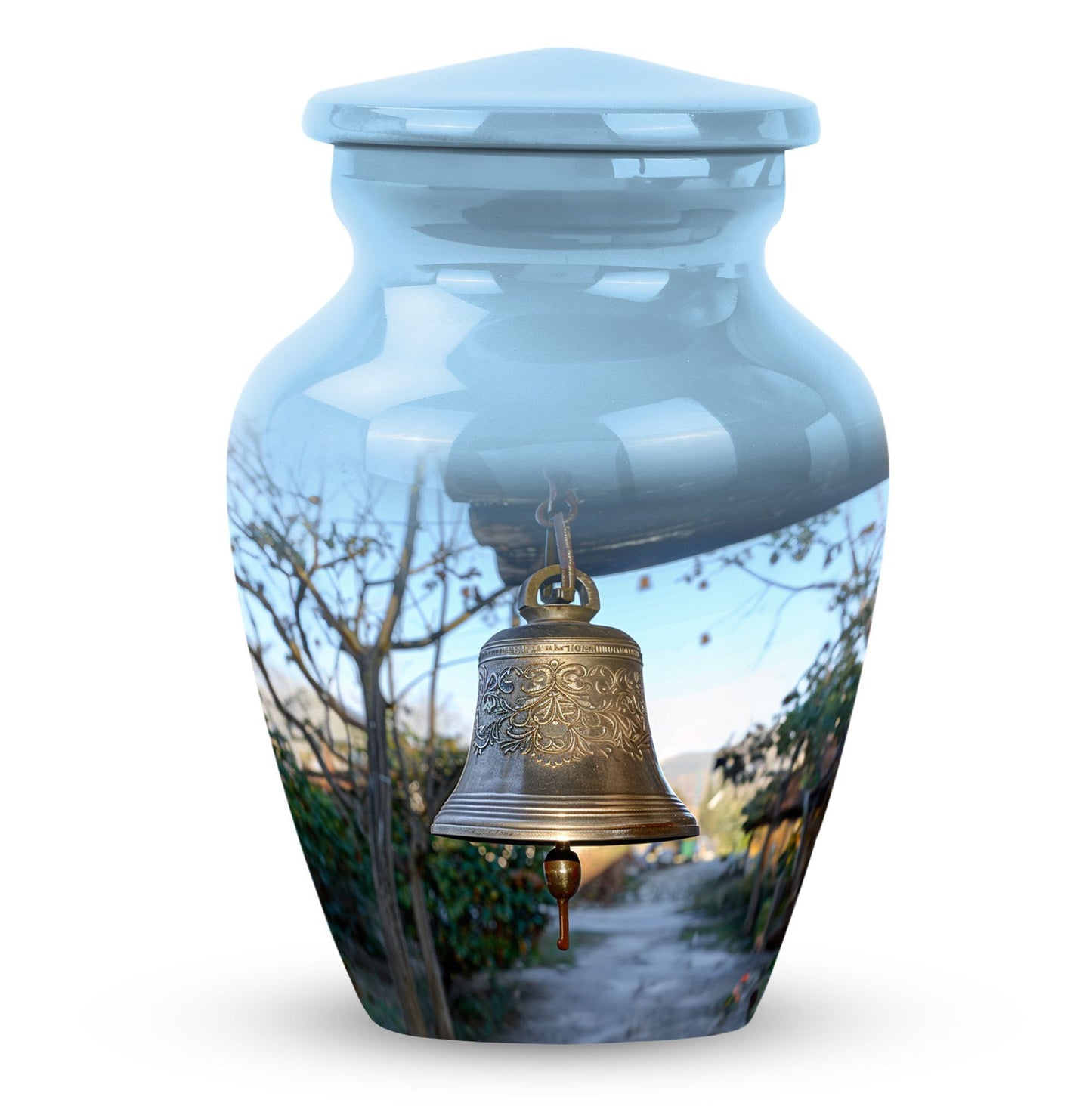 10-inch classic bell urn for adult ashes with engraved names