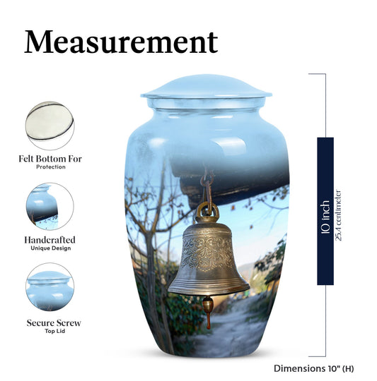 10-inch classic bell urn for adult ashes with engraved names