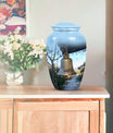 10-inch classic bell urn for adult ashes with engraved names