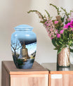 10-inch classic bell urn for adult ashes with engraved names