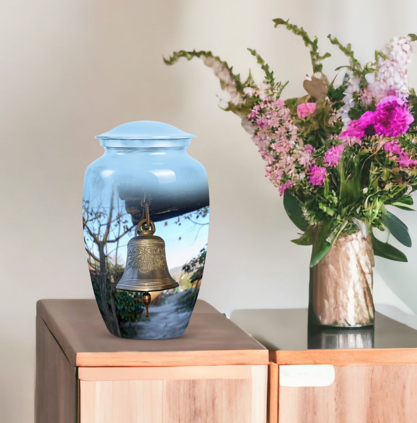 10-inch classic bell urn for adult ashes with engraved names