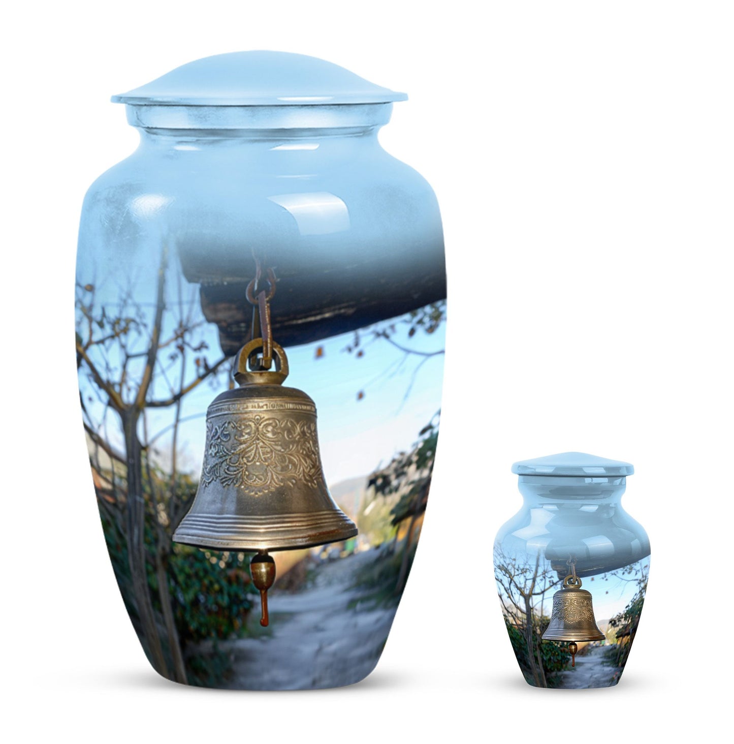 10-inch classic bell urn for adult ashes with engraved names