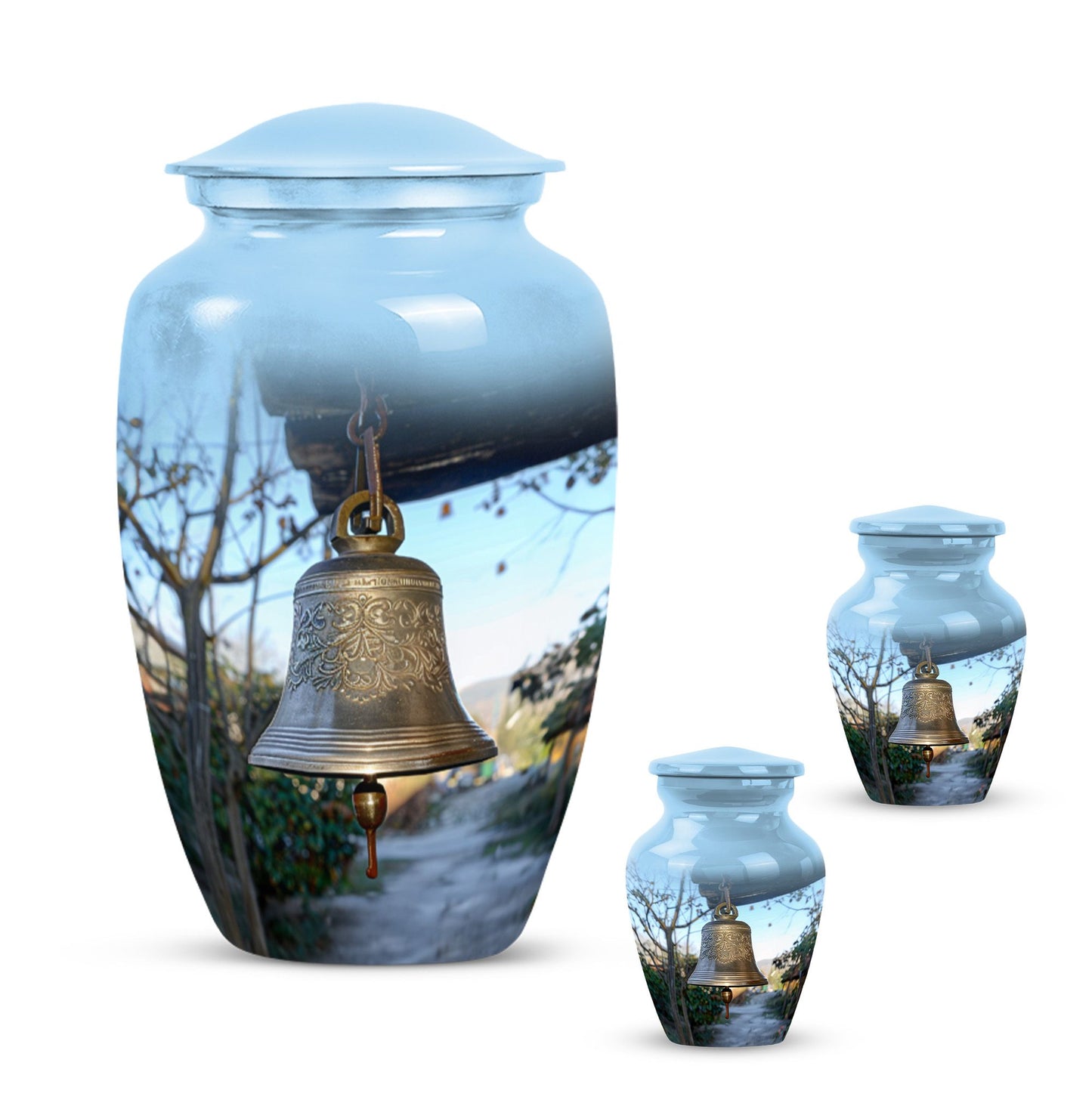 10-inch classic bell urn for adult ashes with engraved names