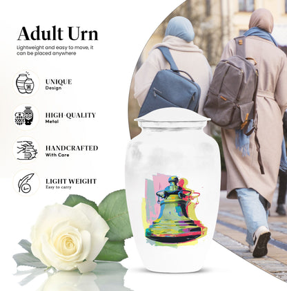 Classic 10-inch bell urn for adult female burial.