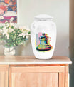 Classic 10-inch bell urn for adult female burial.