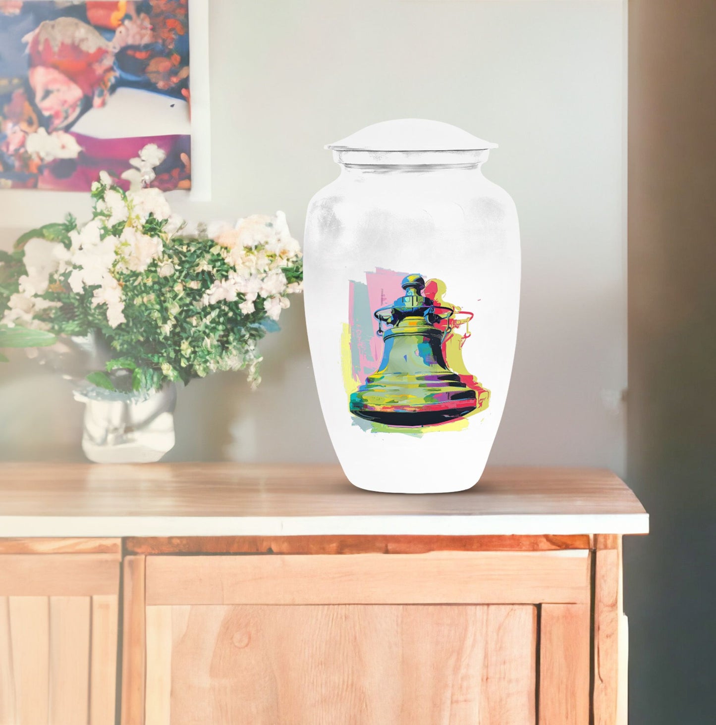 Classic 10-inch bell urn for adult female burial.