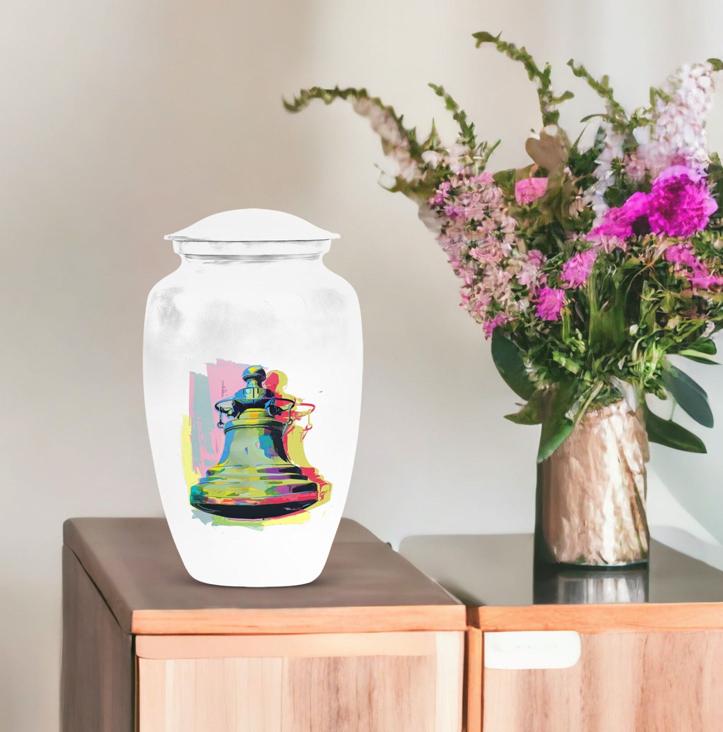 Classic 10-inch bell urn for adult female burial.