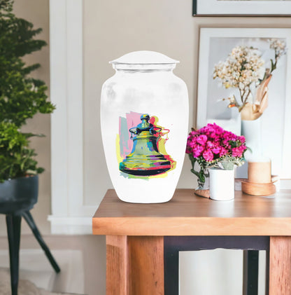 Classic 10-inch bell urn for adult female burial.
